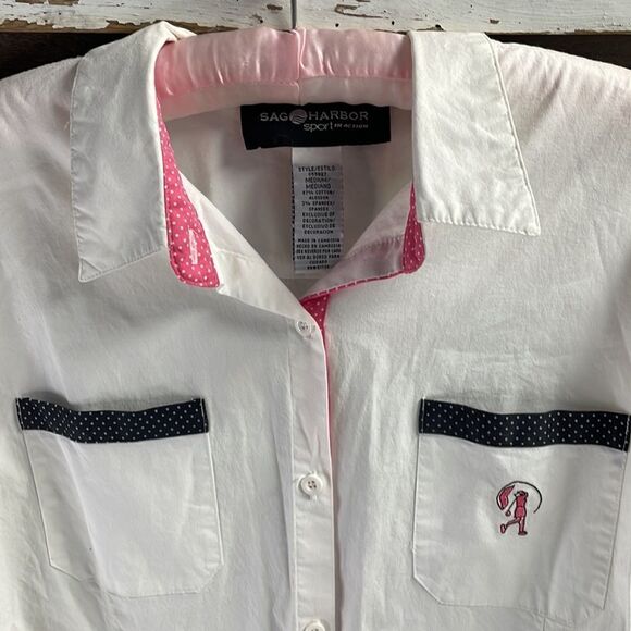 Sag Harbor Sport in Action Ladies Golfer Long Sleeve Blouse, Size Medium, White - Picture 2 of 8